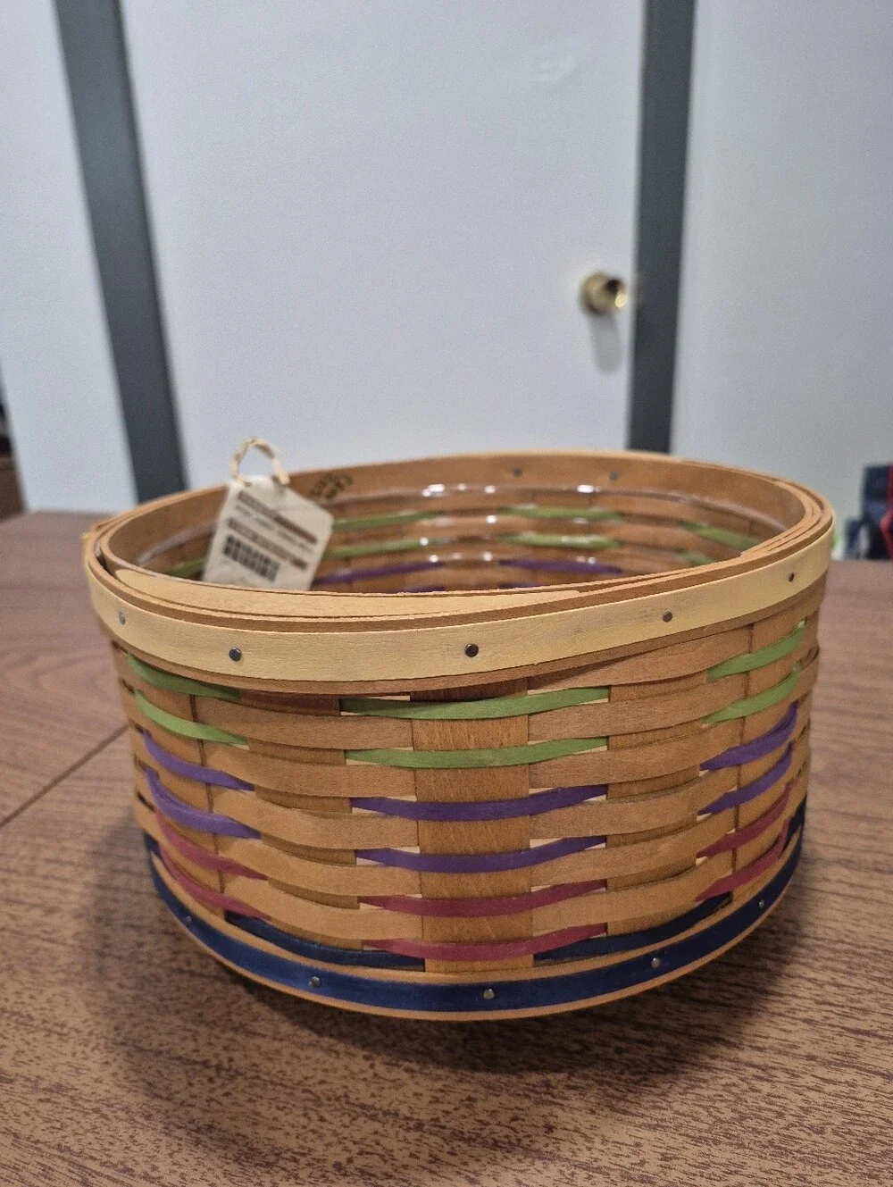 RARE! NWT Longaberger Round Simply Summer Basket With Multi Color Weaving